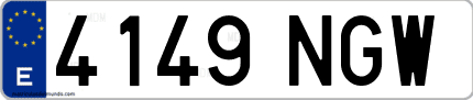 Ejemplo de matrícula de coche ordinaria 4149 NGW