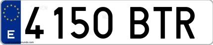 Ejemplo de matrícula española 4150 BTR