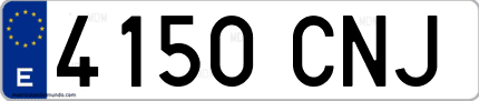 Ejemplo de matrícula de coche ordinaria 4150 CNJ