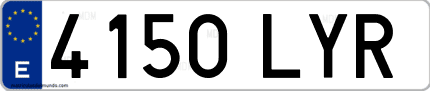 Ejemplo de matrícula de coche ordinaria 4150 LYR