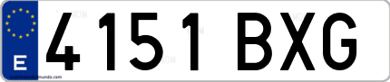 Ejemplo de matrícula de coche ordinaria 4151 BXG