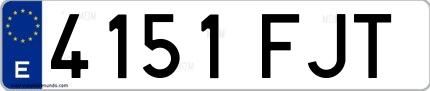 Ejemplo de matrícula española 4151 FJT