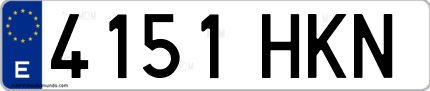 Ejemplo de matrícula de coche ordinaria 4151 HKN