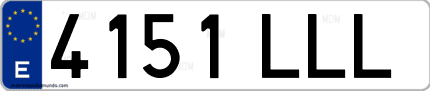 Ejemplo de matrícula de coche ordinaria 4151 LLL
