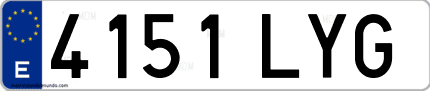 Ejemplo de matrícula de coche ordinaria 4151 LYG