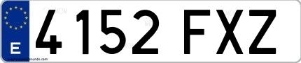 Ejemplo de matrícula española 4152 FXZ