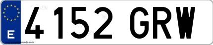 Ejemplo de matrícula de coche ordinaria 4152 GRW