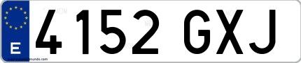 Ejemplo de matrícula española 4152 GXJ
