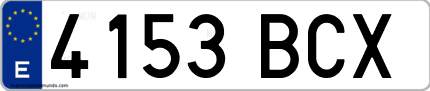 Ejemplo de matrícula de coche ordinaria 4153 BCX