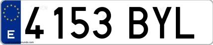 Ejemplo de matrícula española 4153 BYL