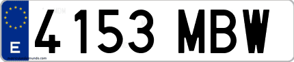 Ejemplo de matrícula de coche ordinaria 4153 MBW