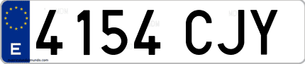 Ejemplo de matrícula de coche ordinaria 4154 CJY