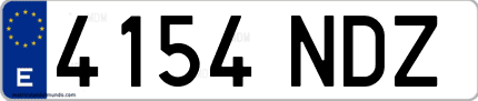 Ejemplo de matrícula de coche ordinaria 4154 NDZ