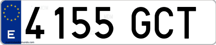 Ejemplo de matrícula de coche ordinaria 4155 GCT