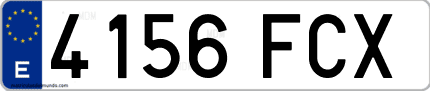 Ejemplo de matrícula de coche ordinaria 4156 FCX