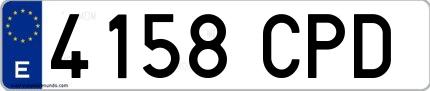 Ejemplo de matrícula española 4158 CPD