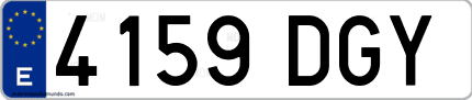 Ejemplo de matrícula de coche ordinaria 4159 DGY