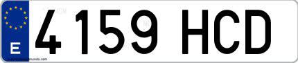 Ejemplo de matrícula española 4159 HCD