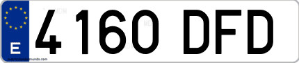 Ejemplo de matrícula de coche ordinaria 4160 DFD