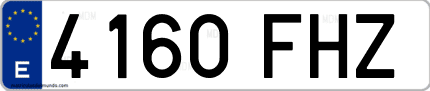 Ejemplo de matrícula de coche ordinaria 4160 FHZ