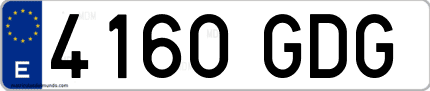 Ejemplo de matrícula de coche ordinaria 4160 GDG