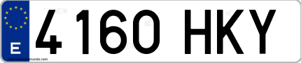 Ejemplo de matrícula de coche ordinaria 4160 HKY