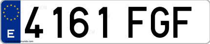 Ejemplo de matrícula de coche ordinaria 4161 FGF