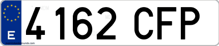 Ejemplo de matrícula de coche ordinaria 4162 CFP