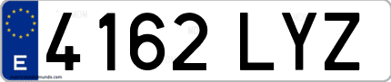 Ejemplo de matrícula de coche ordinaria 4162 LYZ