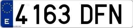 Ejemplo de matrícula española 4163 DFN