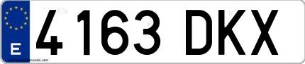 Ejemplo de matrícula española 4163 DKX