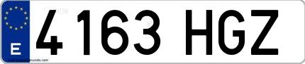 Ejemplo de matrícula española 4163 HGZ