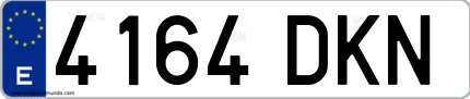 Ejemplo de matrícula de coche ordinaria 4164 DKN