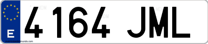 Ejemplo de matrícula de coche ordinaria 4164 JML