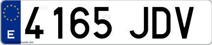 Ejemplo de matrícula de coche ordinaria 4165 JDV