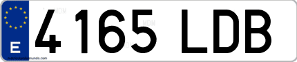 Ejemplo de matrícula de coche ordinaria 4165 LDB