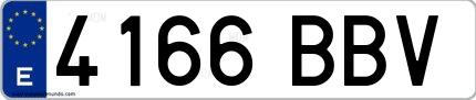 Ejemplo de matrícula española 4166 BBV