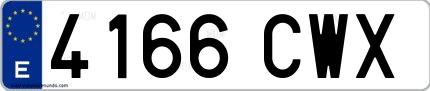 Ejemplo de matrícula española 4166 CWX