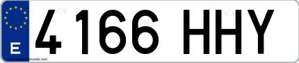 Ejemplo de matrícula de coche ordinaria 4166 HHY