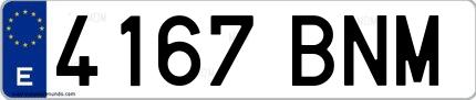 Ejemplo de matrícula española 4167 BNM