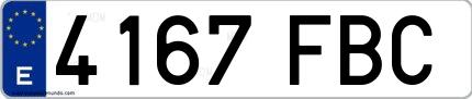 Ejemplo de matrícula española 4167 FBC