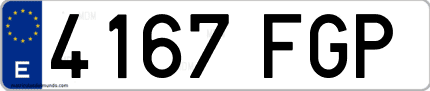 Ejemplo de matrícula de coche ordinaria 4167 FGP