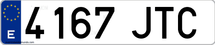 Ejemplo de matrícula de coche ordinaria 4167 JTC