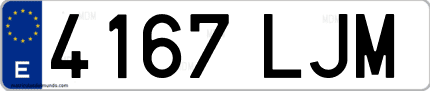 Ejemplo de matrícula de coche ordinaria 4167 LJM