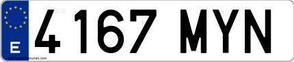 Ejemplo de matrícula de coche ordinaria 4167 MYN