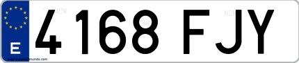 Ejemplo de matrícula de coche ordinaria 4168 FJY