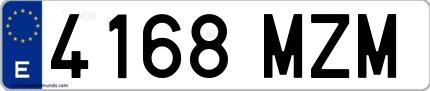 Ejemplo de matrícula española 4168 MZM