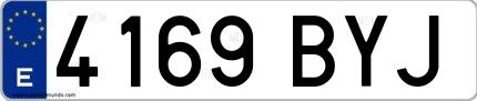 Ejemplo de matrícula española 4169 BYJ