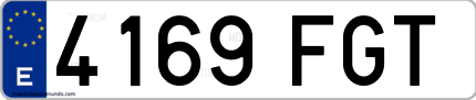 Ejemplo de matrícula de coche ordinaria 4169 FGT