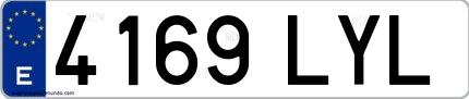 Ejemplo de matrícula española 4169 LYL